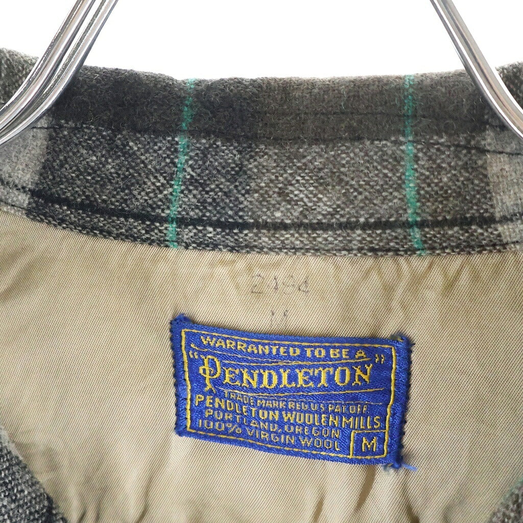 PENDLETON(ペンドルトン) 50S VINTAGE WOOL OPEN COLLAR CHECK SHIRT ヴィンテージ ウール オープンカラーチェックシャツ ブラック/グリーン