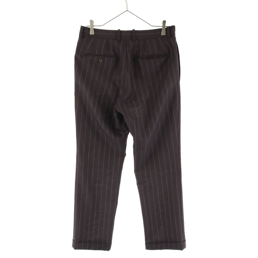 WACKO MARIA(ワコマリア) 22AW×DORMEUIL STRIPED PLEATED TROUSERS TYPE-2ドーメル 1タック ストライプ パンツ タイプ2 ブラウン