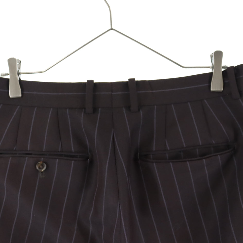 WACKO MARIA(ワコマリア) 22AW×DORMEUIL STRIPED PLEATED TROUSERS TYPE-2ドーメル 1タック ストライプ パンツ タイプ2 ブラウン