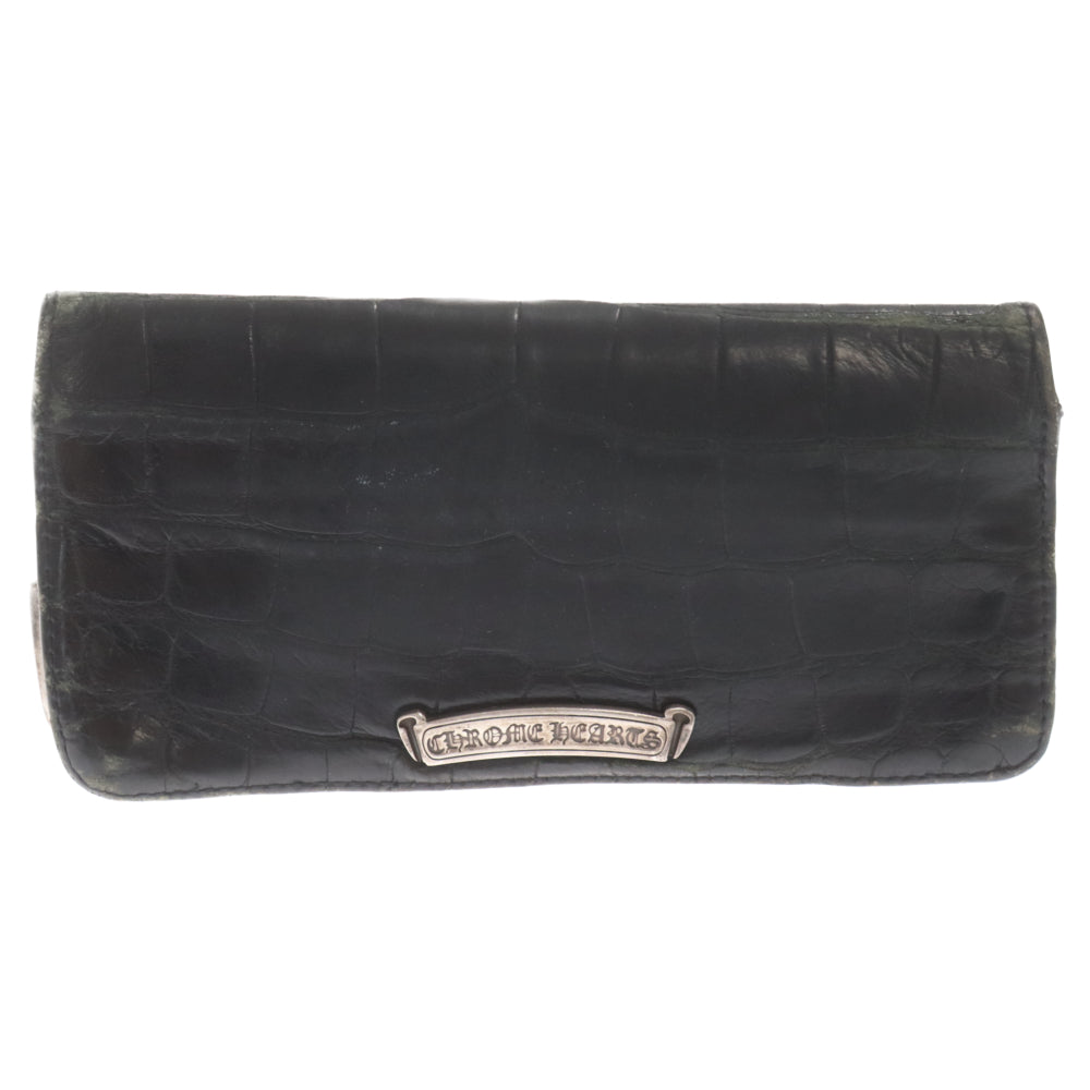 CHROME HEARTS(クロムハーツ) LNG SNGL FLD TIPS ALLIGATOR シングルフォールド アリゲーター ウォレット長財布 ロングウォレット ブラック ※国内ギャラ付き