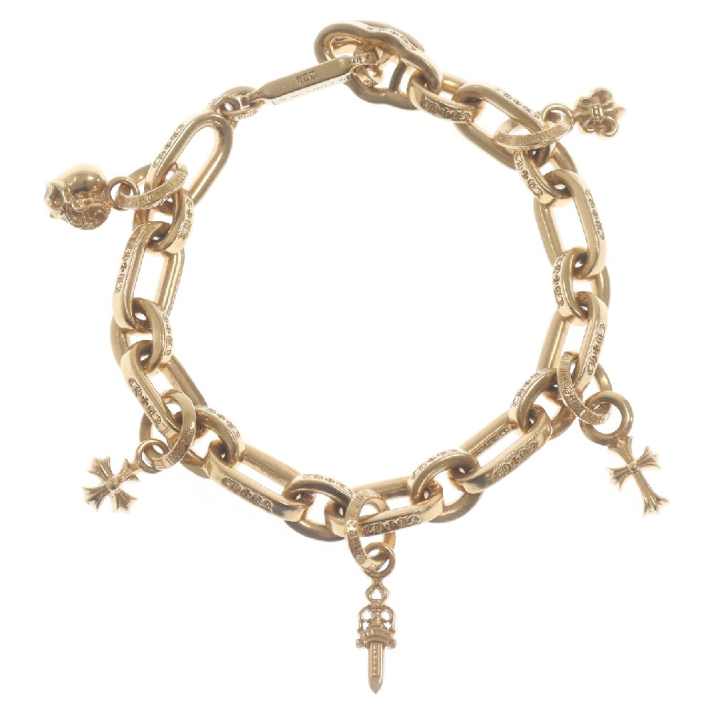 CHROME HEARTS(クロムハーツ) 22K PAPER E CHAIN ペーパーEチェーン マルチモチーフゴールドブレスレット ゴールド