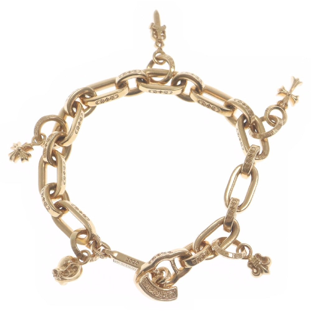 CHROME HEARTS(クロムハーツ) 22K PAPER E CHAIN ペーパーEチェーン マルチモチーフゴールドブレスレット ゴールド
