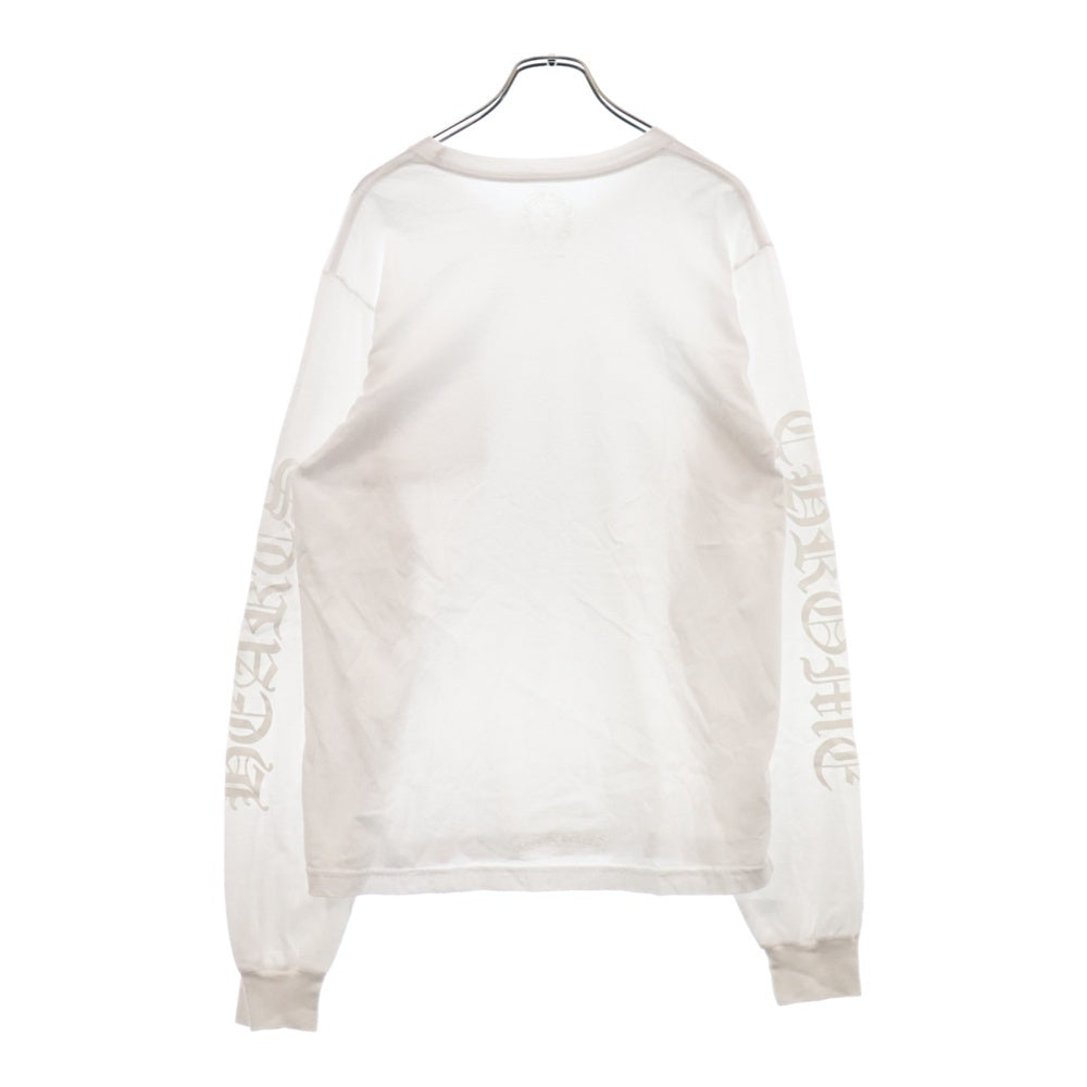 CHROME HEARTS(クロムハーツ) Old English Neck Logo L/S Tee ネック ロゴ プリント 長袖Tシャツ ホワイト