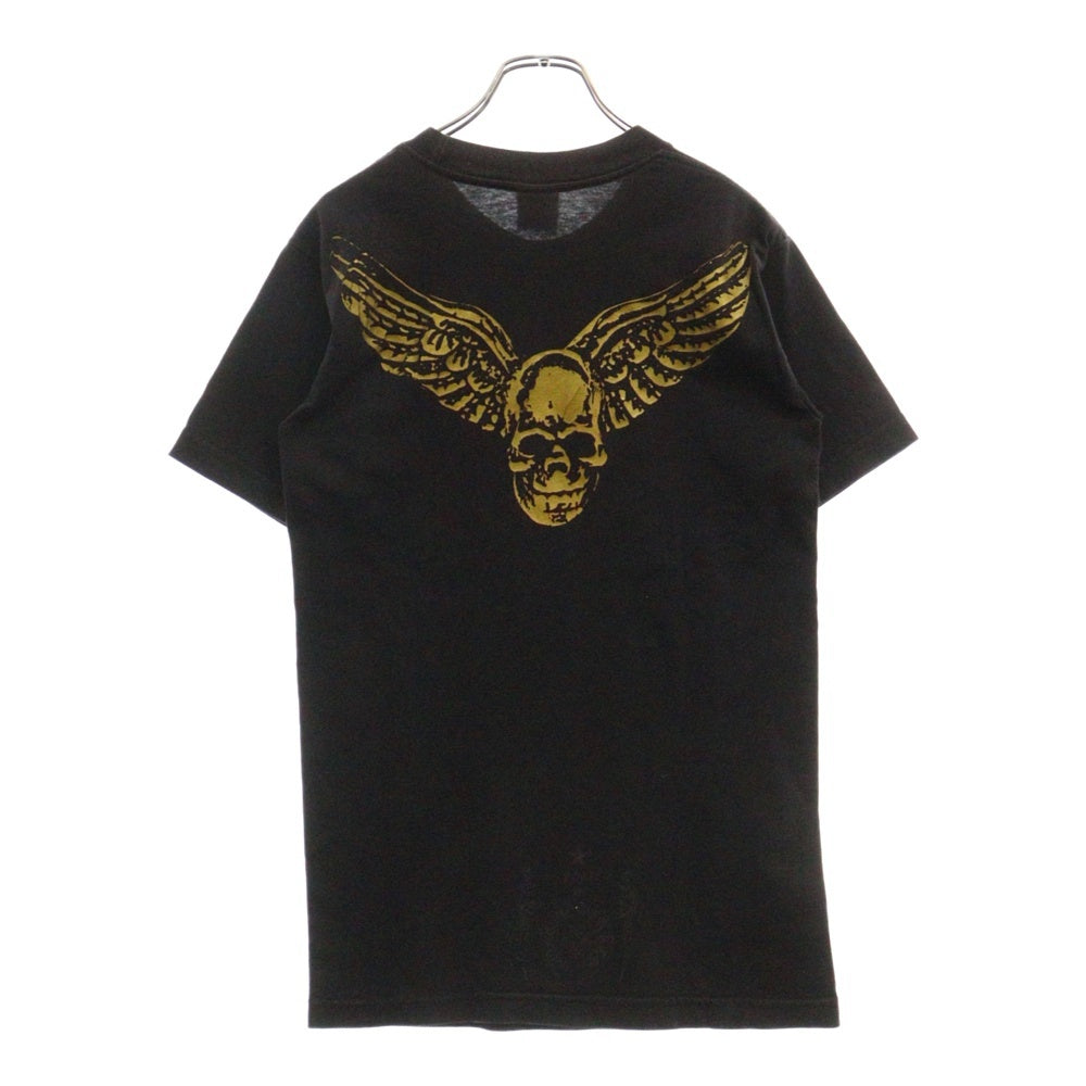 CHROME HEARTS(クロムハーツ) FOTI Mahalia Skull Wing Tee フォティマハリア スカルウィングプリント クルーネック半袖Tシャツ カットソー ブラック/ゴールド