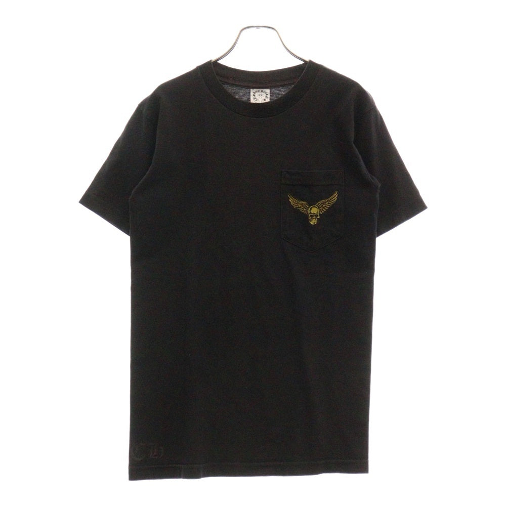CHROME HEARTS(クロムハーツ) FOTI Mahalia Skull Wing Tee フォティマハリア スカルウィングプリント クルーネック半袖Tシャツ カットソー ブラック/ゴールド