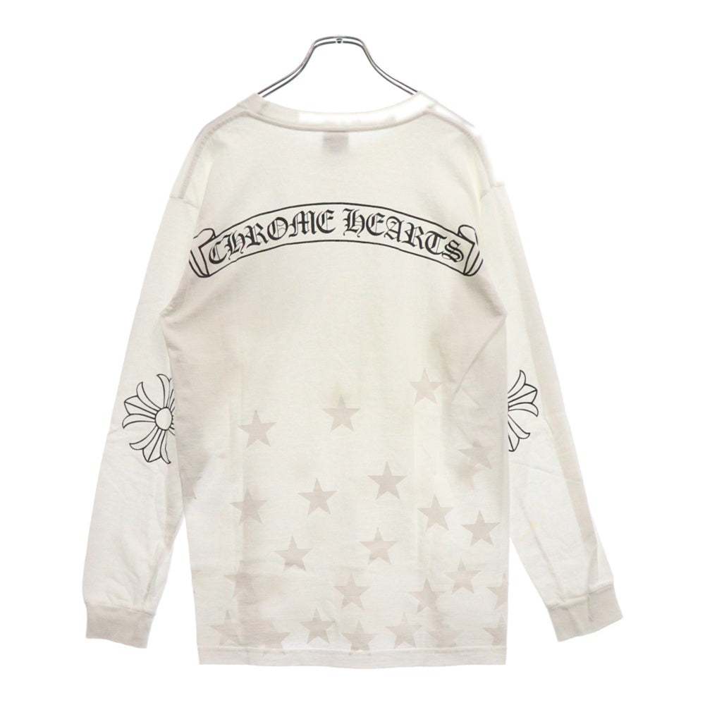 CHROME HEARTS(クロムハーツ) OLD Logo Star Tee オールドバッククロールロゴプリント胸ポケットホースシュースリーブCHプラス長袖Tシャツ ホワイト