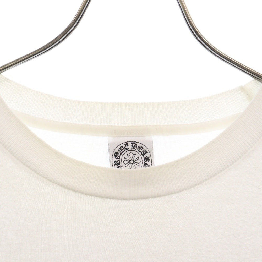CHROME HEARTS(クロムハーツ) OLD Logo Star Tee オールドバッククロールロゴプリント胸ポケットホースシュースリーブCHプラス長袖Tシャツ ホワイト