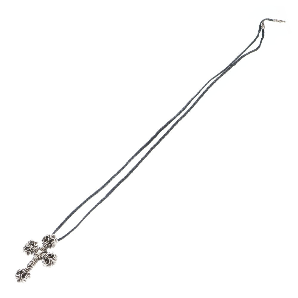 CHROME HEARTS(クロムハーツ) FILIG/CROSS S LB フィリグリークロス レザーブレイドネックレス シルバー