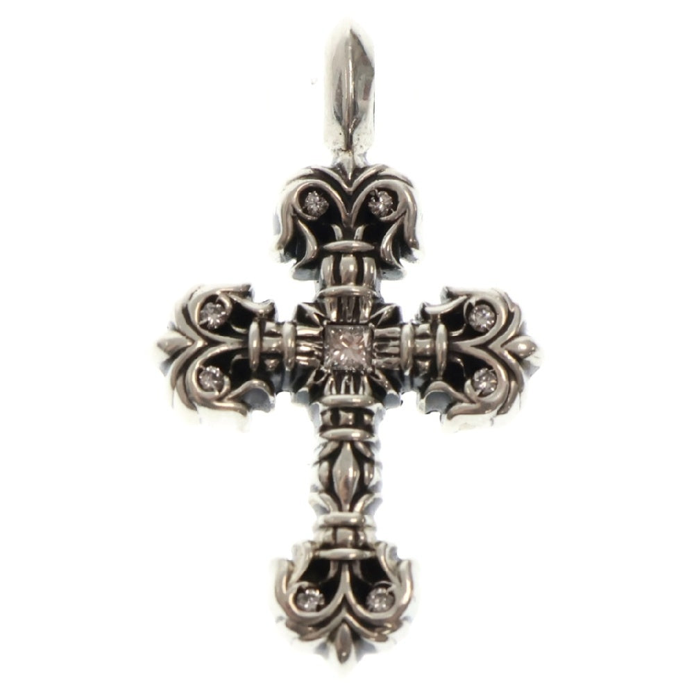 CHROME HEARTS(クロムハーツ) CHARM FILIGREE TINY P DMND タイニーフィリグリー PAVEダイヤ シルバーネックレストップ シルバー
