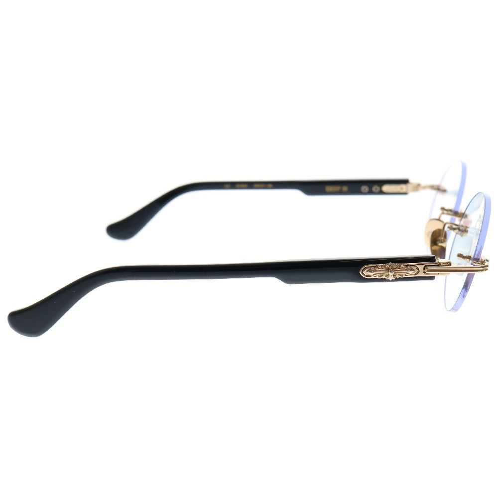 CHROME HEARTS(クロムハーツ) DEEP3 ディープ3 フローラルクロスリムレスサングラス メガネ アイウェア ブラック/ゴールド 度入り