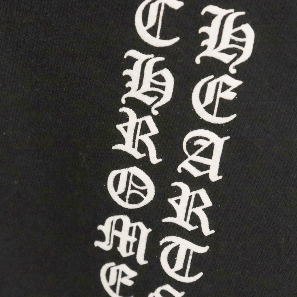 CHROME HEARTS(クロムハーツ) SWTSHRT PLVR 袖ロゴプリントプルオーバーパーカー ブラック XL