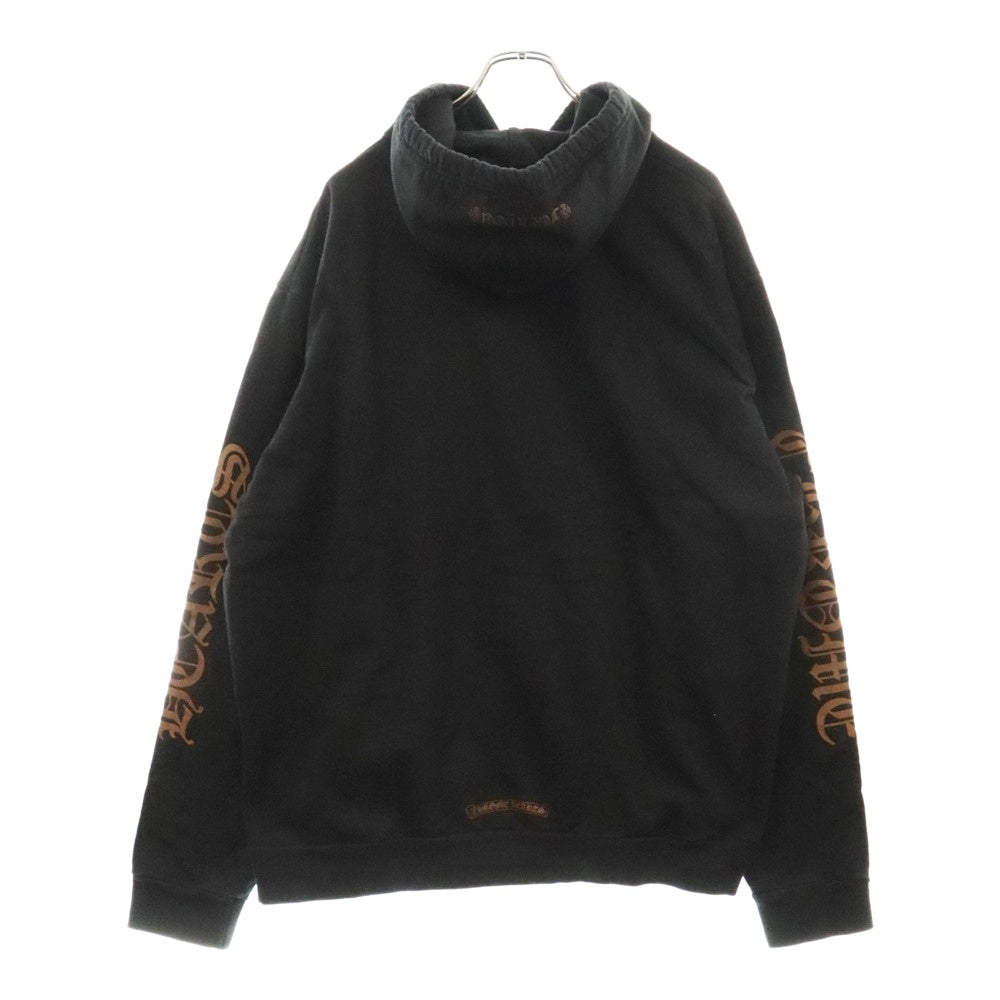 CHROME HEARTS(クロムハーツ) SWTSHRT PLVR 袖ロゴプリントプルオーバーパーカー ブラック/ブラウン