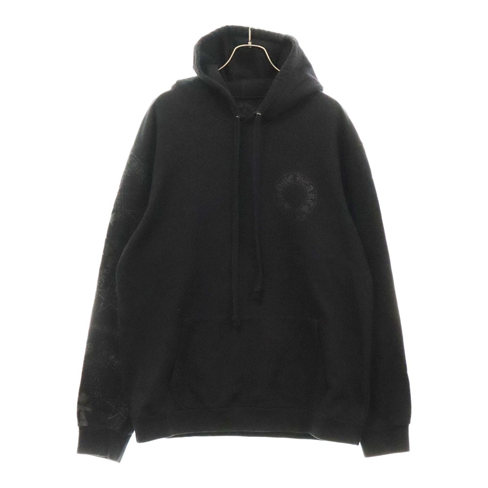 CHROME HEARTS(クロムハーツ) STENCIL HOODIE 袖ステンシル バックホースシュー プリント プルオーバーパーカー フーディー ブラック