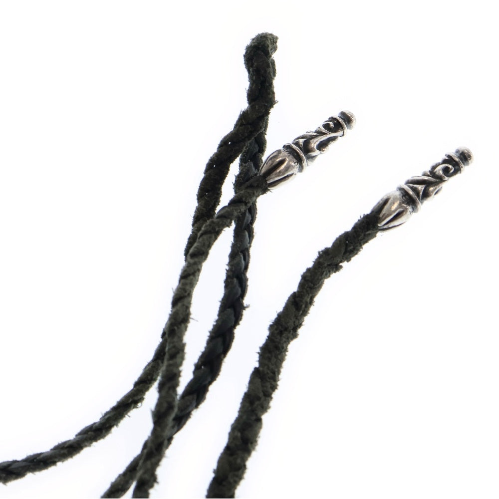 CHROME HEARTS(クロムハーツ) LEATHER BRAID スクロールレザーブレイド シルバーネックレス シルバー/ブラック サイズ