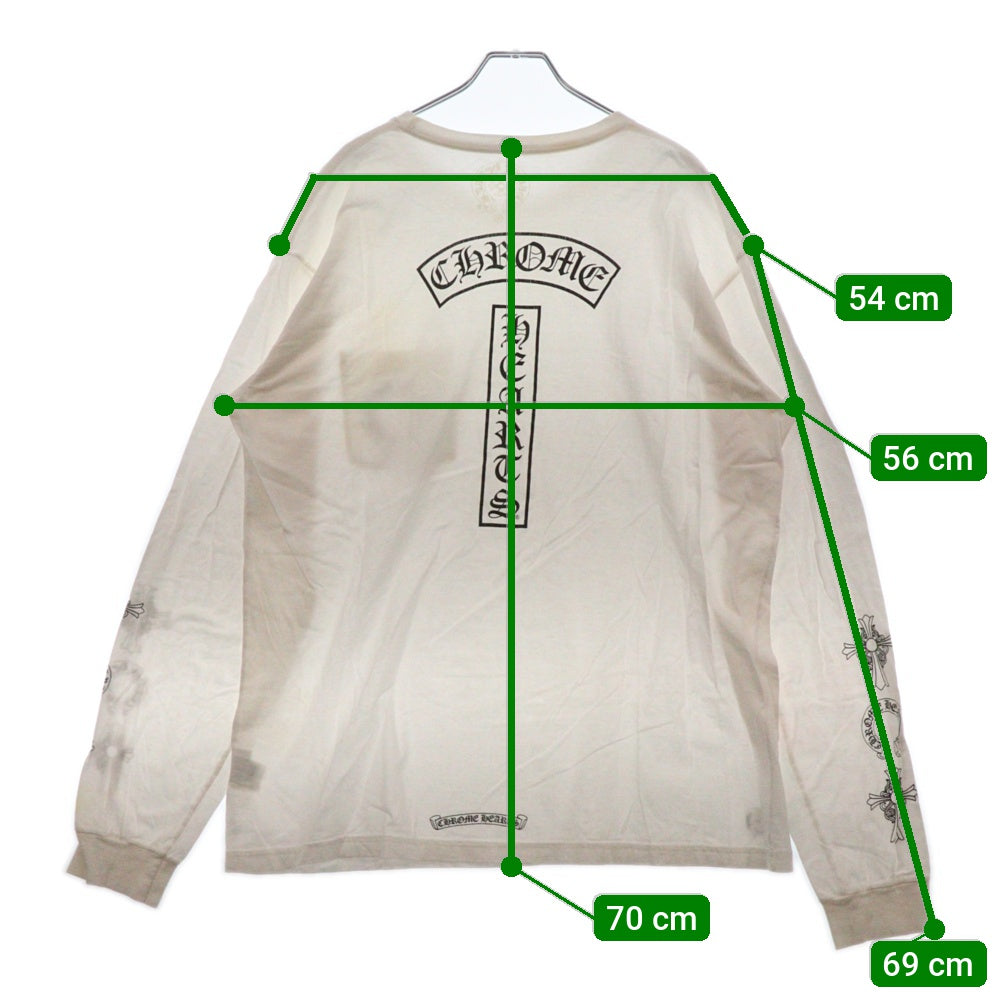 CHROME HEARTS(クロムハーツ) Horseshoe L/S Tee ホースシューロングスリーブ長袖Tシャツ ホワイト