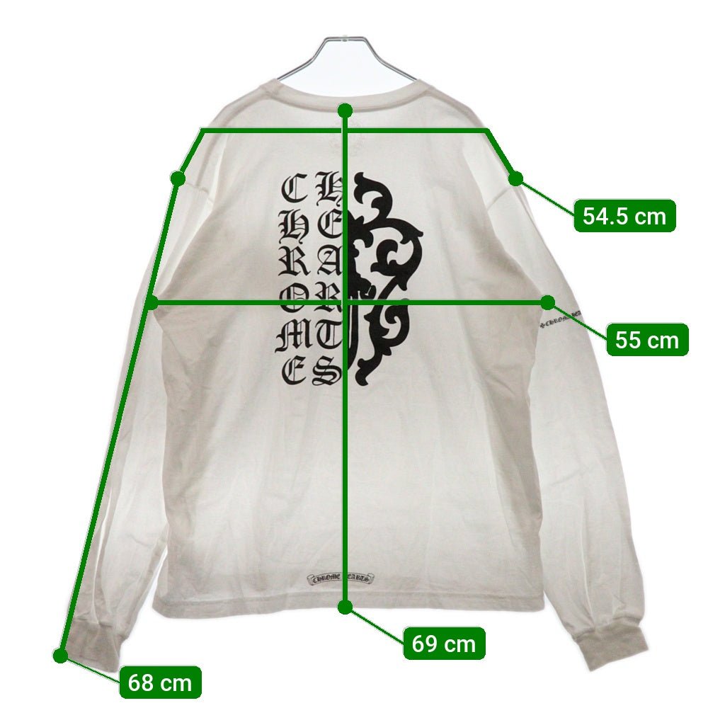 CHROME HEARTS(クロムハーツ) Dagger L/S Tee ダガーロゴ バックヴァインダガー プリント 長袖Tシャツ ホワイト