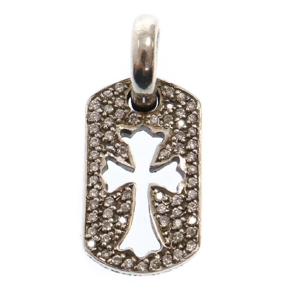 CHROME HEARTS(クロムハーツ) DT TNY CO CRS AFTER P/D/タイニーカットアウトクロスドッグタグ アフターPAVEダイヤ/パヴェダイヤ シルバー チャーム ネックレストップ