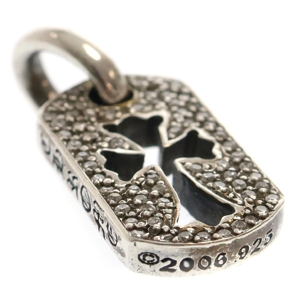 CHROME HEARTS(クロムハーツ) DT TNY CO CRS AFTER P/D/タイニーカットアウトクロスドッグタグ アフターPAVEダイヤ/パヴェダイヤ シルバー チャーム ネックレストップ