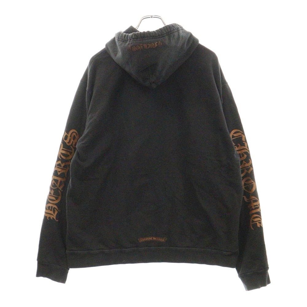 CHROME HEARTS(クロムハーツ) SWTSHRT PLVR 袖ロゴプリントプルオーバーパーカー ブラック/ブラウン