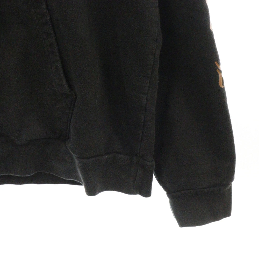CHROME HEARTS(クロムハーツ) SWTSHRT PLVR 袖ロゴプリントプルオーバーパーカー ブラック/ブラウン