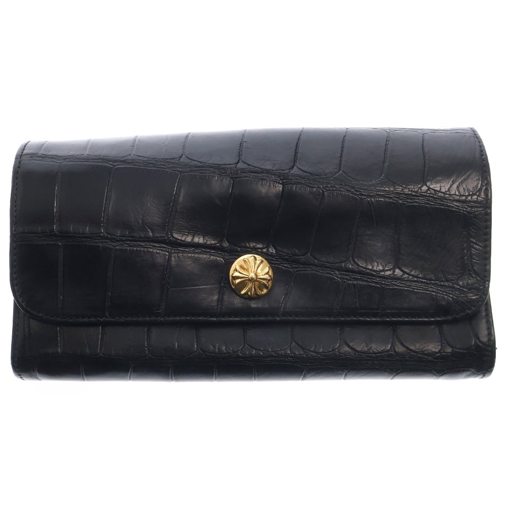 CHROME HEARTS(クロムハーツ) 22K JUDY ALLIGATOR ジュディアリゲーター クロスボタンアリゲーターレザーウォレット 財布 ブラック/ゴールド