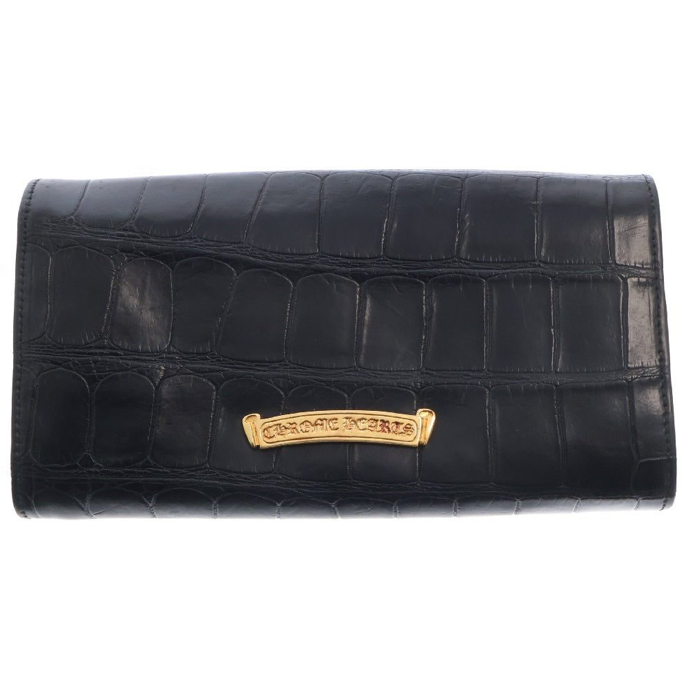 CHROME HEARTS(クロムハーツ) 22K JUDY ALLIGATOR ジュディアリゲーター クロスボタンアリゲーターレザーウォレット 財布 ブラック/ゴールド