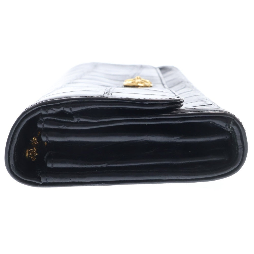 CHROME HEARTS(クロムハーツ) 22K JUDY ALLIGATOR ジュディアリゲーター クロスボタンアリゲーターレザーウォレット 財布 ブラック/ゴールド