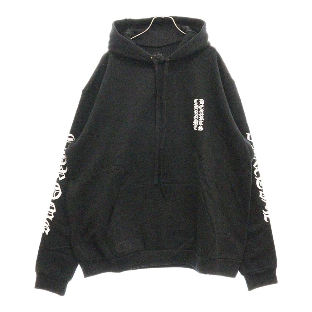 CHROME HEARTS(クロムハーツ) SWTSHRT PLVR 袖ロゴプリントプルオーバーフーディ パーカー ブラック