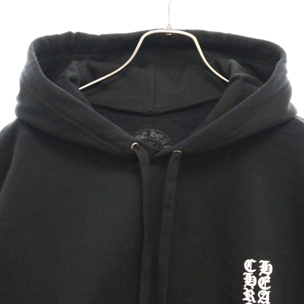 CHROME HEARTS(クロムハーツ) SWTSHRT PLVR 袖ロゴプリントプルオーバーフーディ パーカー ブラック