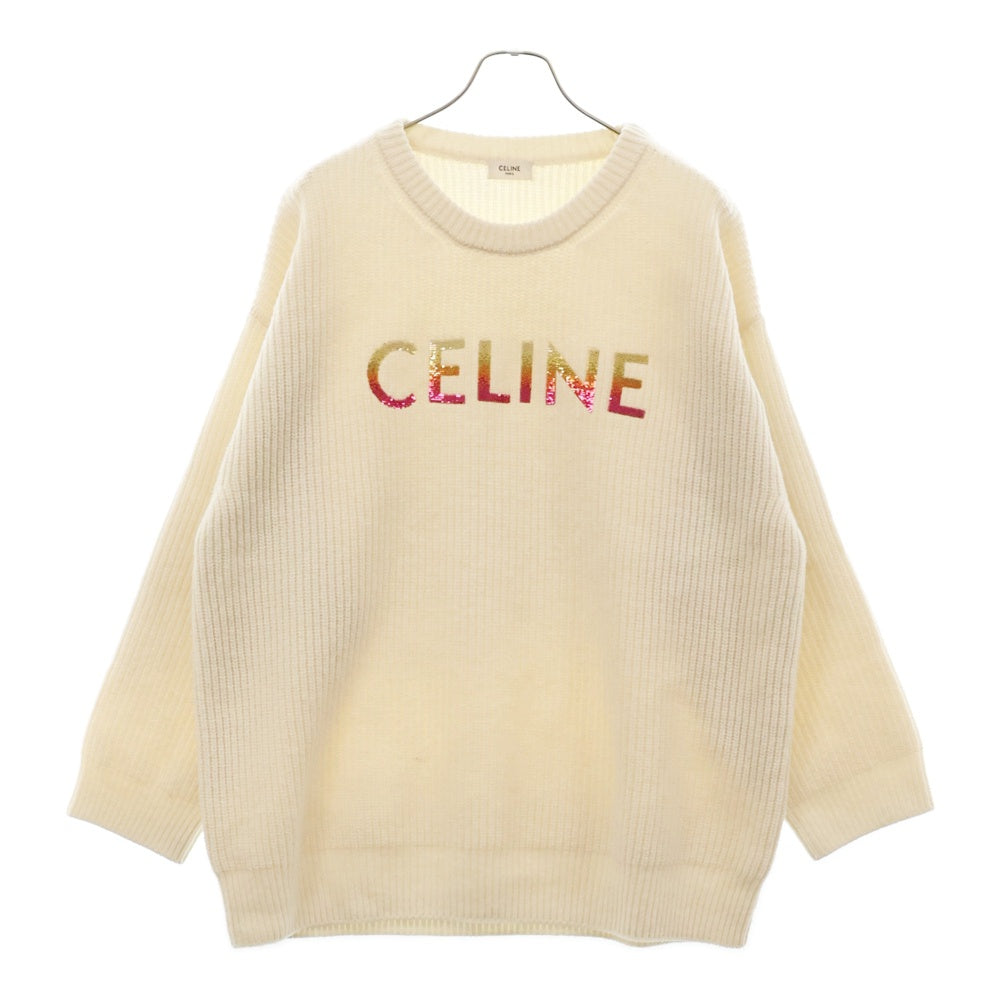 CELINE(セリーヌ) 22SS スパンコール リブ編み ロングスリーブ 長袖 ロゴニット セーター2A09X66Q
