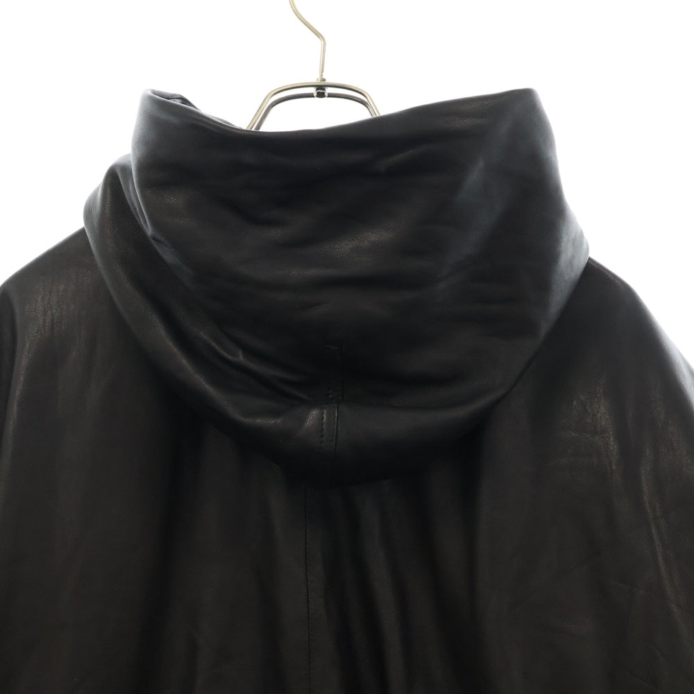 BALENCIAGA(バレンシアガ) Oversized Leather Hoodie シープスキン オーバーサイズ レザーフーディ ジャケット ブラック 719212 TMS02