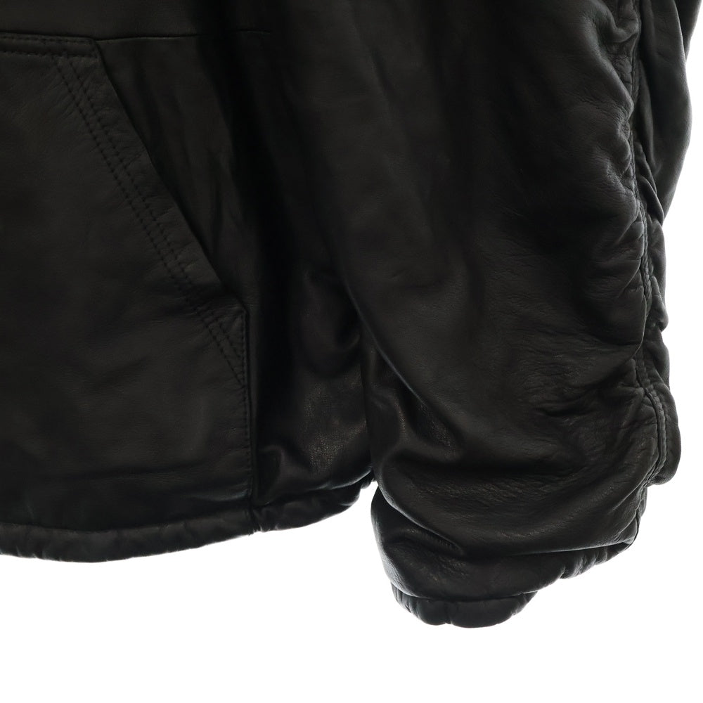 BALENCIAGA(バレンシアガ) Oversized Leather Hoodie シープスキン オーバーサイズ レザーフーディ ジャケット ブラック 719212 TMS02
