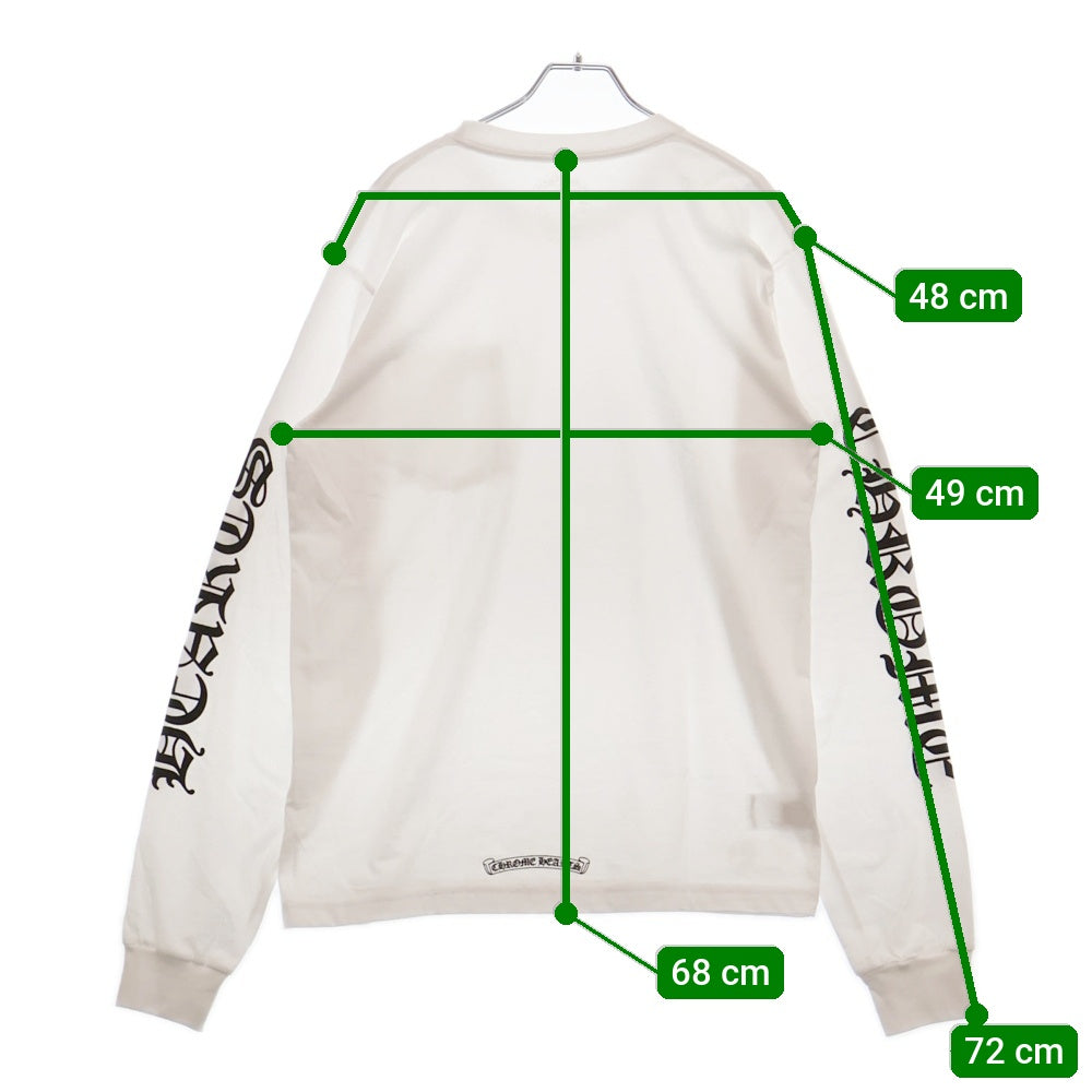 CHROME HEARTS(クロムハーツ) Neck Logo L/S Tee ネックロゴ プリント長袖Tシャツ カットソー ホワイト