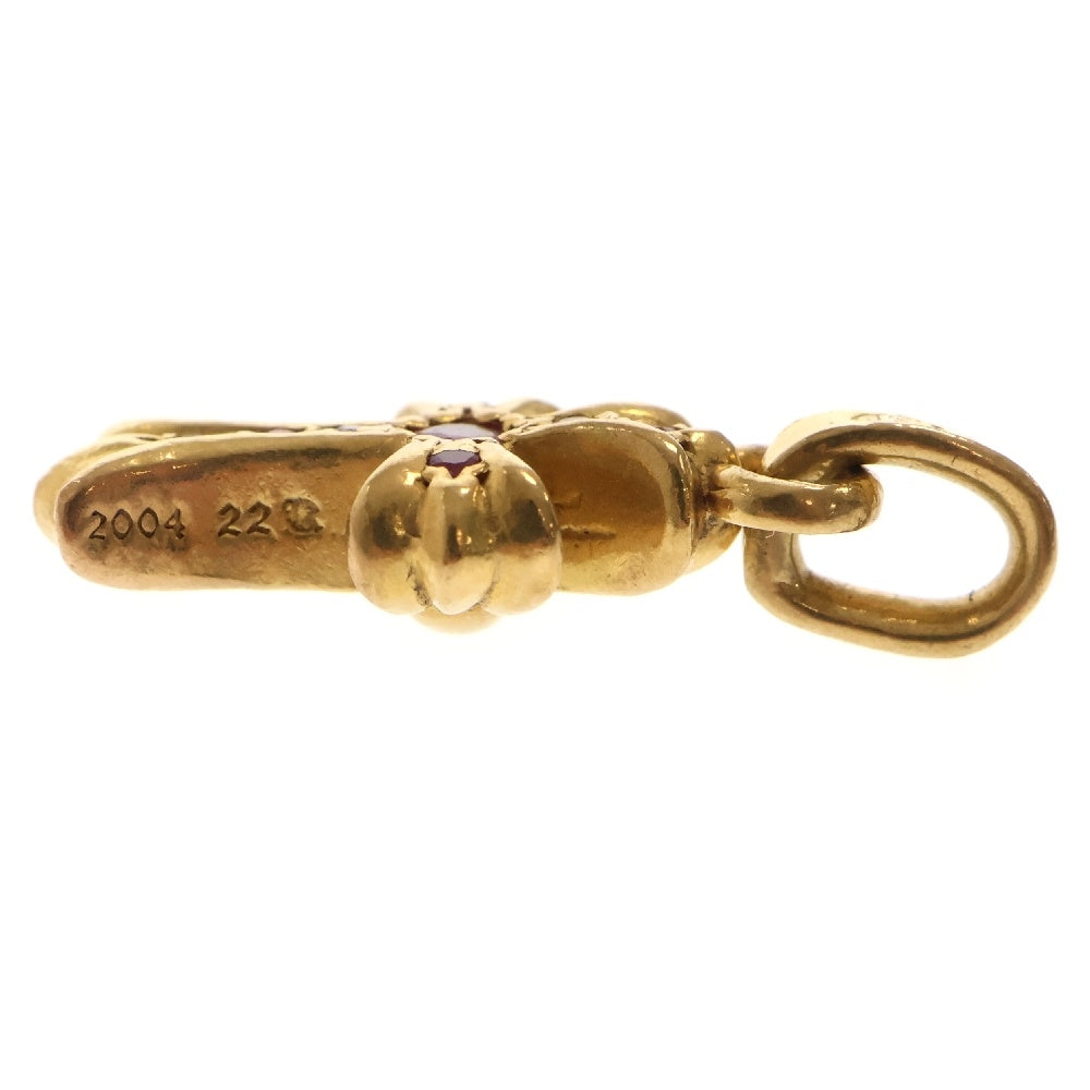 CHROME HEARTS(クロムハーツ) 22K CRS BBYFAT AFT P SAP P ベイビーファット アフター PAVEピンクサファイア チャーム ゴールドネックレストップ