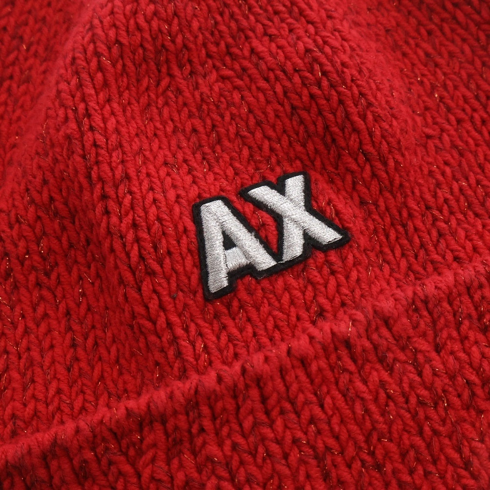 Armani Exchange(アルマーニ エクスチェンジ) AXロゴ ラメニット帽 ビーニー レッド 6ZY41C