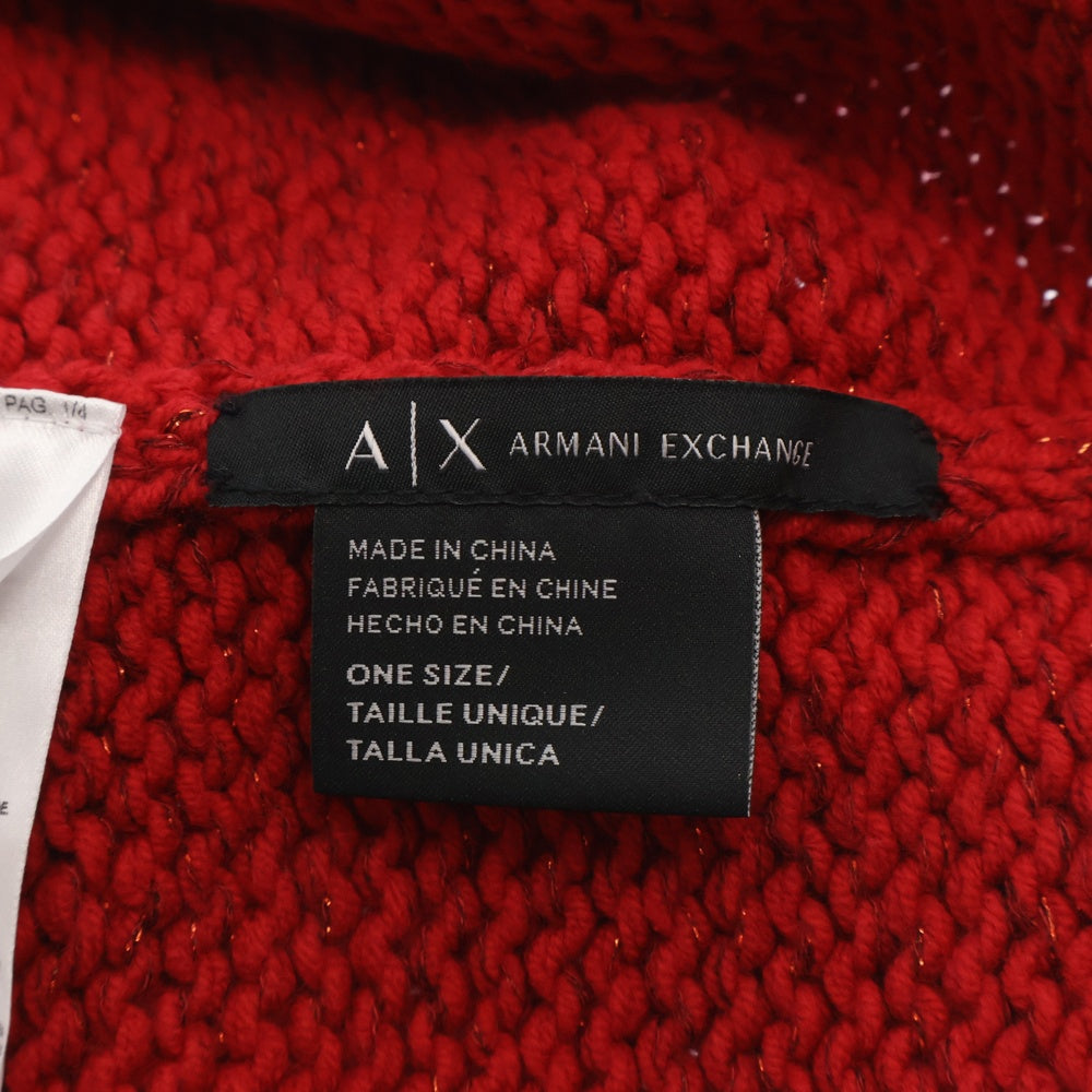 Armani Exchange(アルマーニ エクスチェンジ) AXロゴ ラメニット帽 ビーニー レッド 6ZY41C