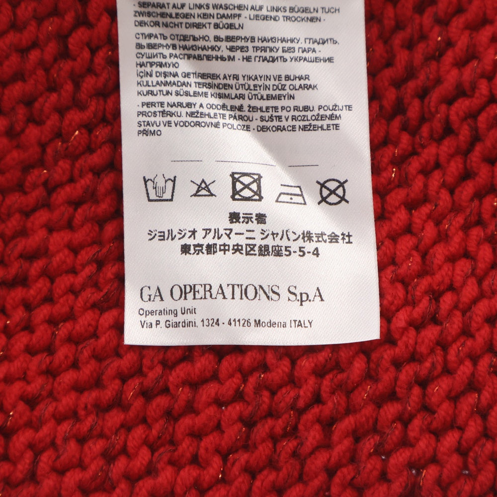 Armani Exchange(アルマーニ エクスチェンジ) AXロゴ ラメニット帽 ビーニー レッド 6ZY41C