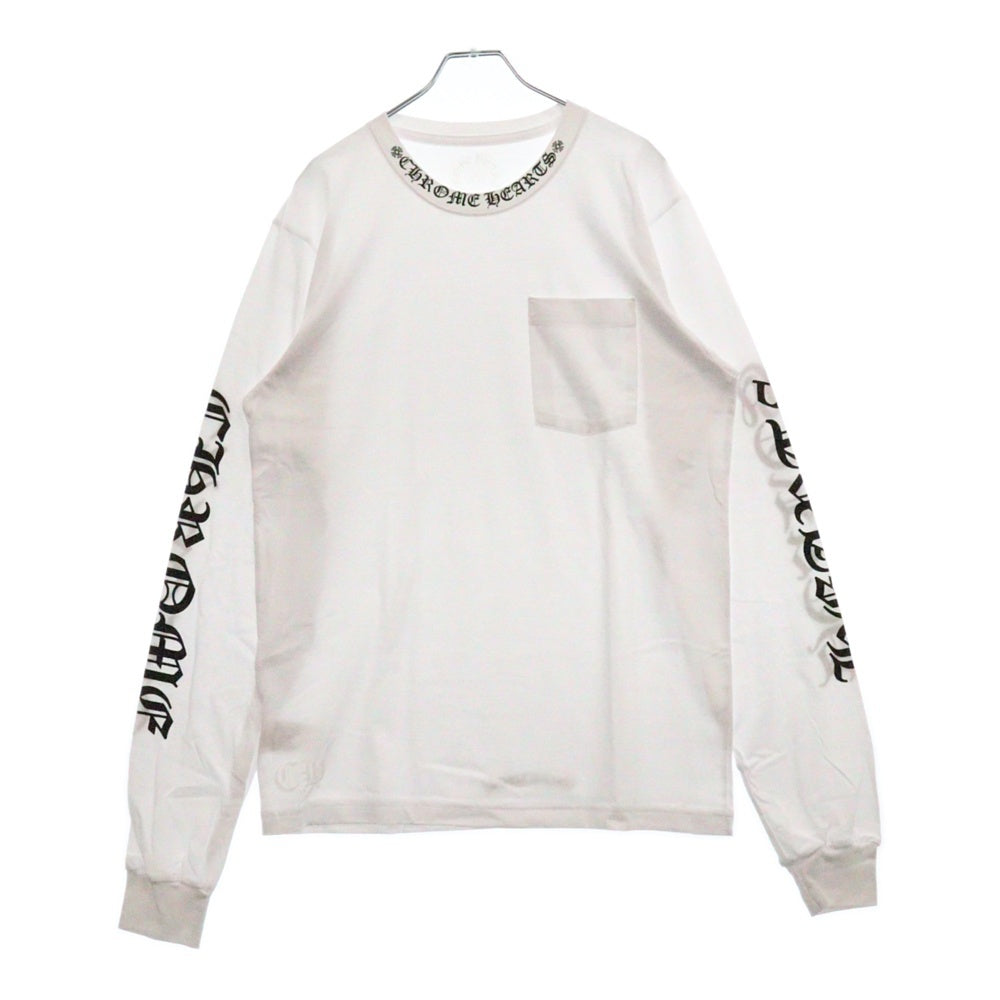 CHROME HEARTS(クロムハーツ) Neck Logo L/S Tee ネックロゴ プリント長袖Tシャツ カットソー ホワイト