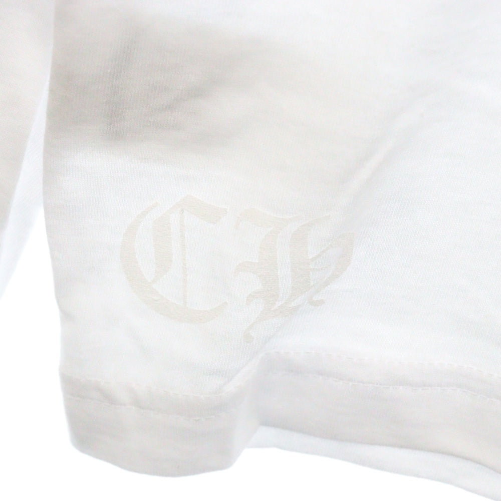 CHROME HEARTS(クロムハーツ) Neck Logo L/S Tee ネックロゴ プリント長袖Tシャツ カットソー ホワイト