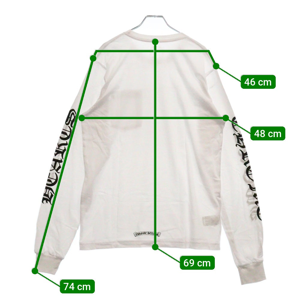 CHROME HEARTS(クロムハーツ) Neck Logo L/S Tee ネックロゴ プリント長袖Tシャツ カットソー ホワイト