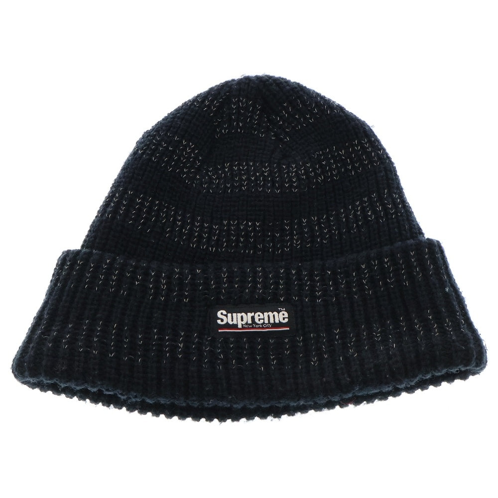SUPREME(シュプリーム) 14AW Reflective Stripe Beanie リフレクティブ ストライプビーニー ブラック ニット帽