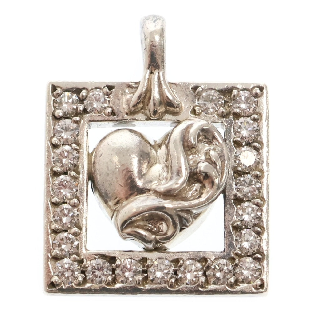 CHROME HEARTS(クロムハーツ) FRAMED HEART フレームドオープンハート PAVEダイヤ チャーム ペンダントトップ シルバー