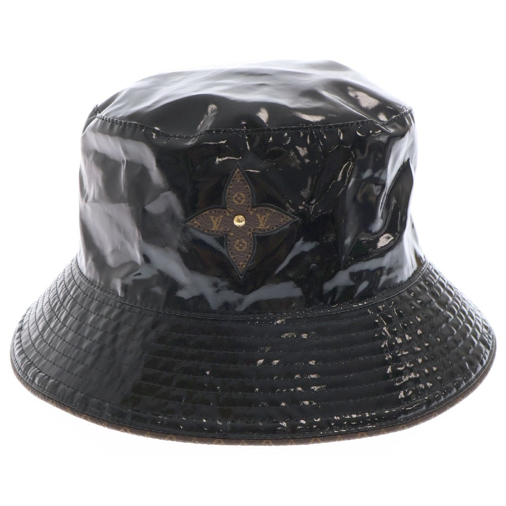 LOUIS VUITTON(ルイヴィトン) モノグラムフラワー ボブ レイニー デイ エナメル バケットハット 帽子 ブラック M77020