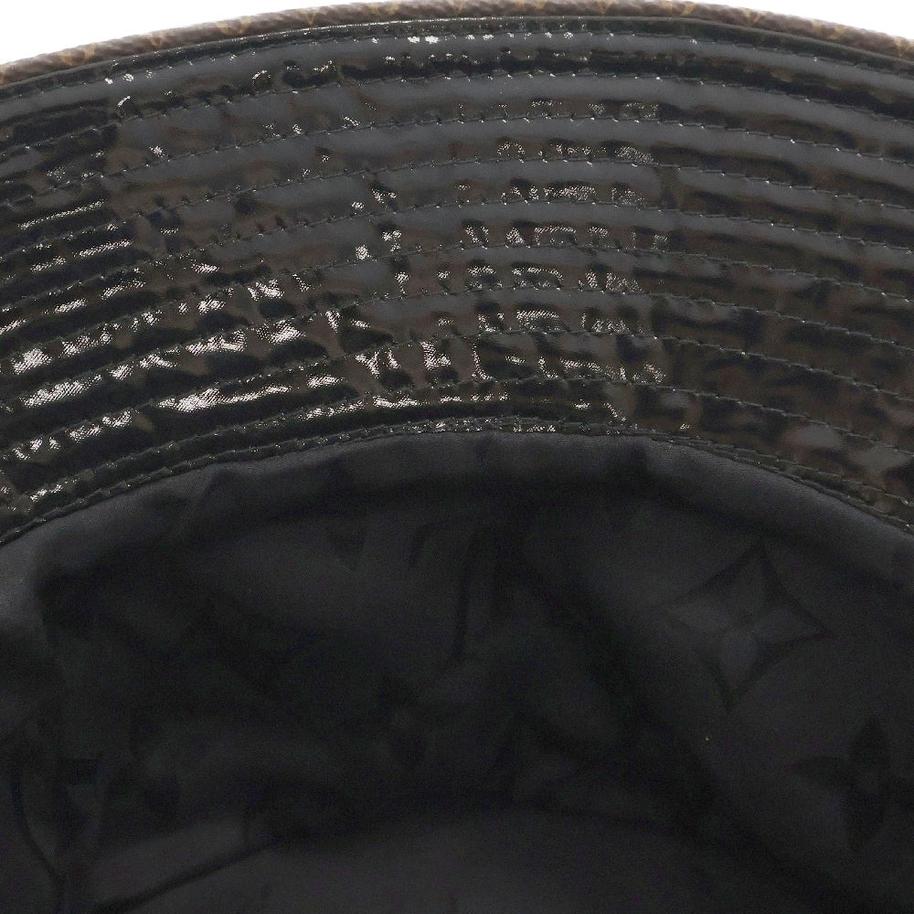 LOUIS VUITTON(ルイヴィトン) モノグラムフラワー ボブ レイニー デイ エナメル バケットハット 帽子 ブラック M77020
