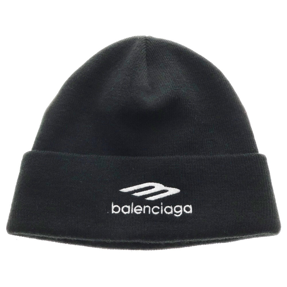 BALENCIAGA(バレンシアガ) SPORTS ICON LOGO BEANIE 723343 スポーツアイコン ロゴ刺繍 ニット帽 ブラック