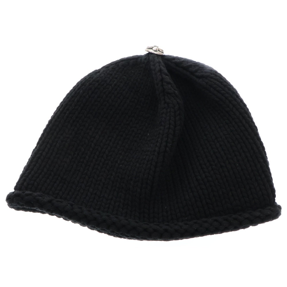 CHROME HEARTS(クロムハーツ) BS FLARE BEANIE BSフレア ビーニー レザーパッチ BSフレアボタン ニットキャップ ブラック/シルバー