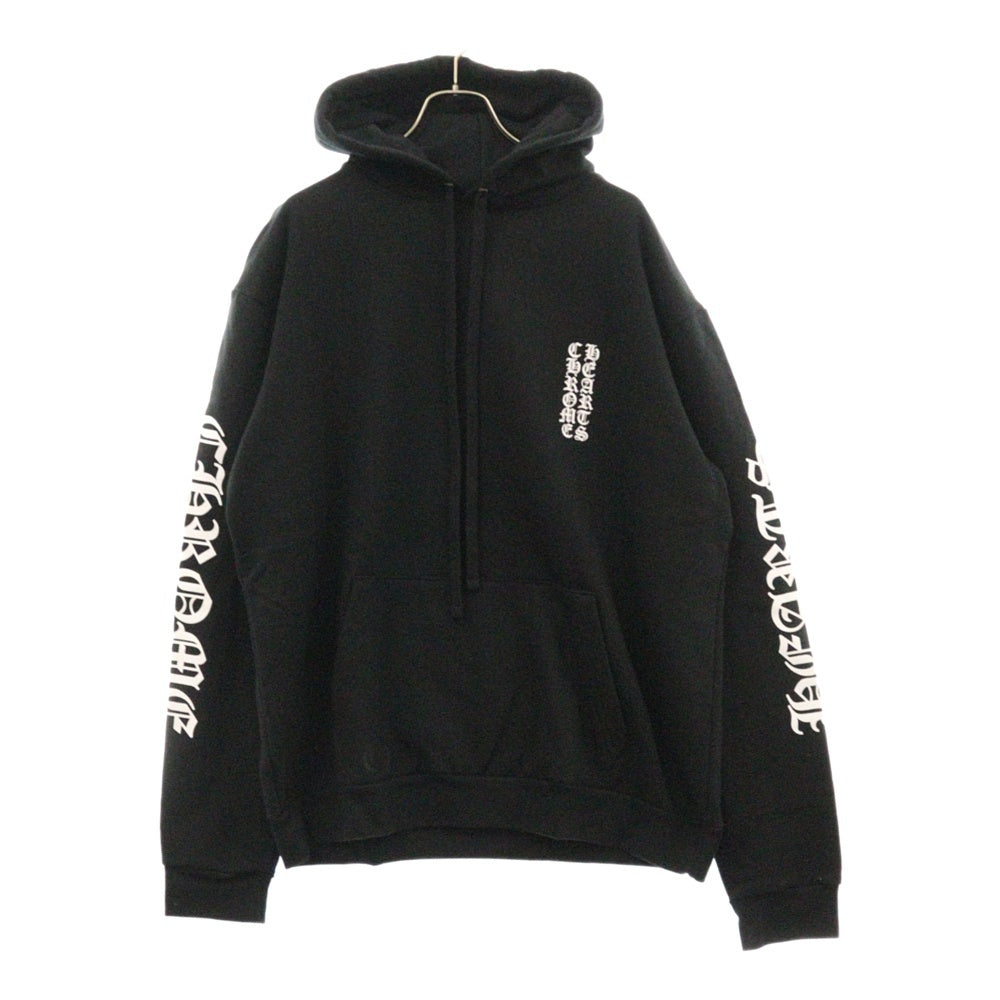 CHROME HEARTS(クロムハーツ) SWTSHRT PLVR 袖ロゴプリントプルオーバーフーディ パーカー ブラック