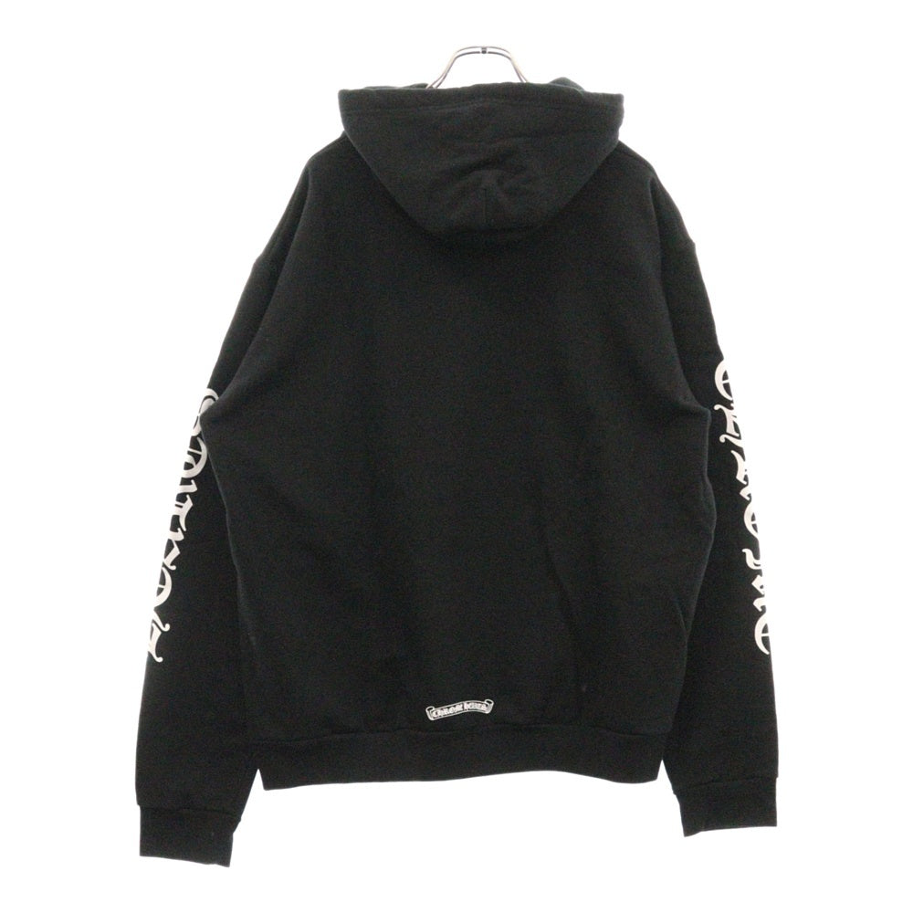 CHROME HEARTS(クロムハーツ) SWTSHRT PLVR 袖ロゴプリントプルオーバーフーディ パーカー ブラック