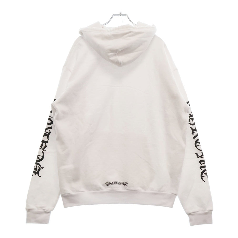 CHROME HEARTS(クロムハーツ) SWTSHRT PLVR 袖ロゴプリントプルオーバーフーディ パーカー ホワイト