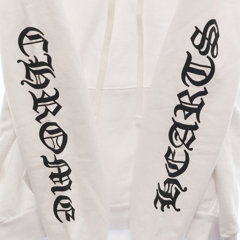CHROME HEARTS(クロムハーツ) SWTSHRT PLVR 袖ロゴプリントプルオーバーフーディ パーカー ホワイト